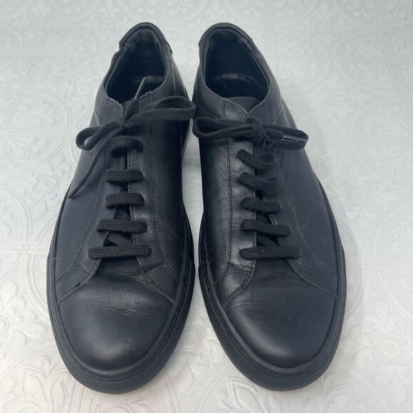 Woman by Common Projects Black Original Achilles Leather Low Sneakers Size 8 - Picture 1 of 9